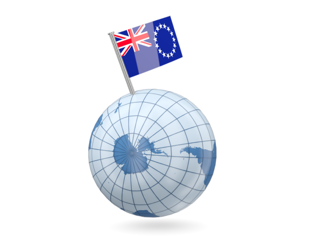 Earth with flag pin. Download flag icon of Cook Islands at PNG format