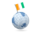 Cote d'Ivoire. Earth with flag pin. Download icon.