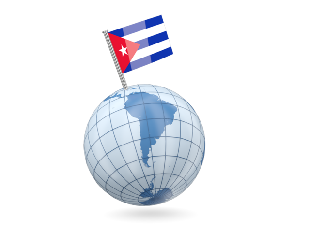 Earth with flag pin. Download flag icon of Cuba at PNG format