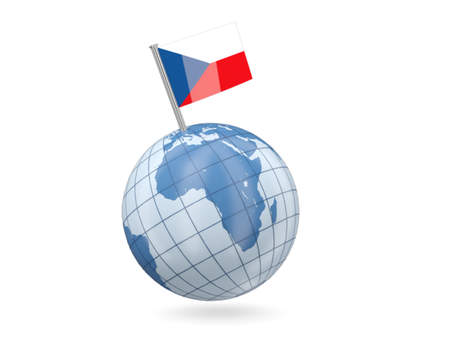 Earth with flag pin. Download flag icon of Czech Republic at PNG format