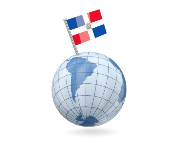 Earth with flag pin. Download flag icon of Dominican Republic at PNG format