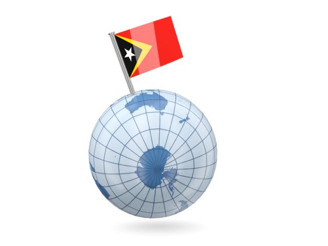 Earth with flag pin. Download flag icon of East Timor at PNG format
