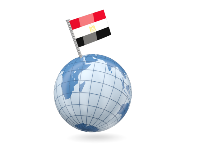 Earth with flag pin. Download flag icon of Egypt at PNG format