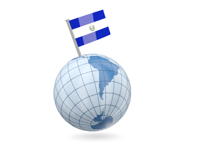 Earth with flag pin. Download flag icon of El Salvador at PNG format