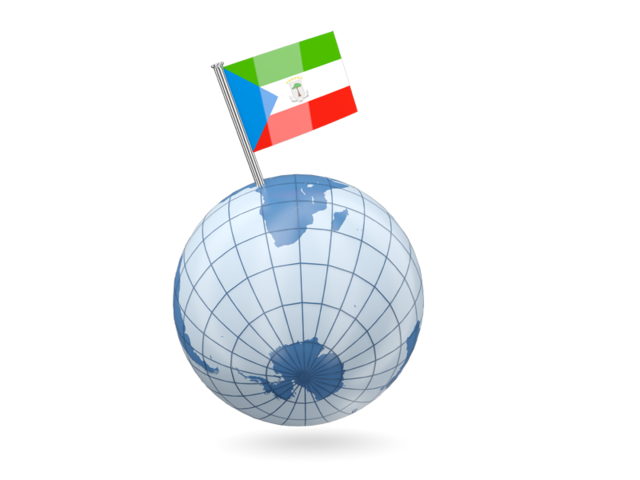 Earth with flag pin. Download flag icon of Equatorial Guinea at PNG format