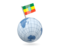 Ethiopia. Earth with flag pin. Download icon.