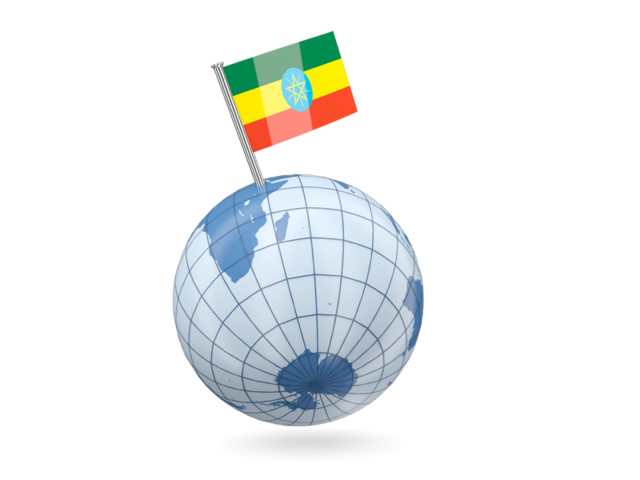 Земля с флагом. Скачать флаг. Эфиопия