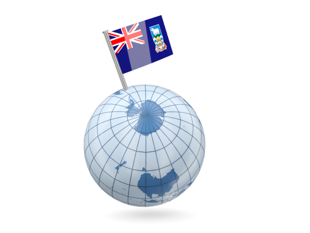 Earth with flag pin. Download flag icon of Falkland Islands at PNG format
