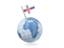 Faroe Islands. Earth with flag pin. Download icon.