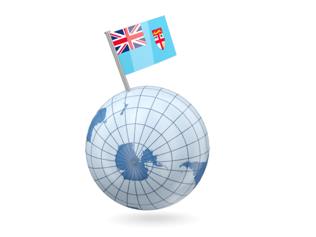 Earth with flag pin. Download flag icon of Fiji at PNG format
