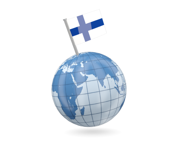 Earth with flag pin. Download flag icon of Finland at PNG format