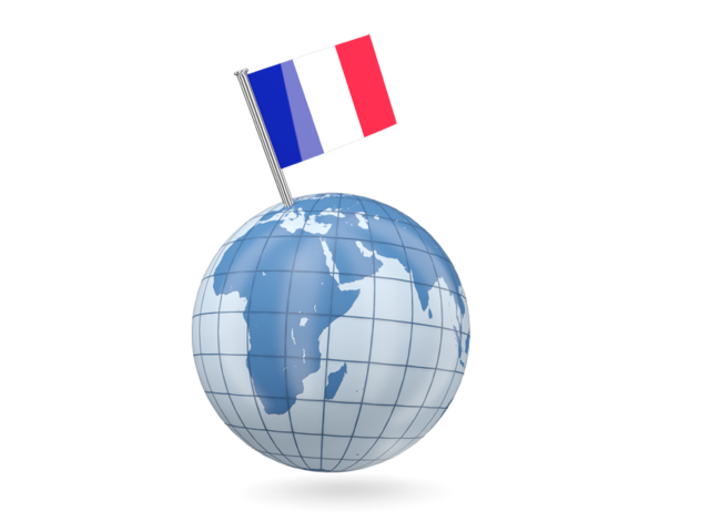 Earth with flag pin. Download flag icon of France at PNG format