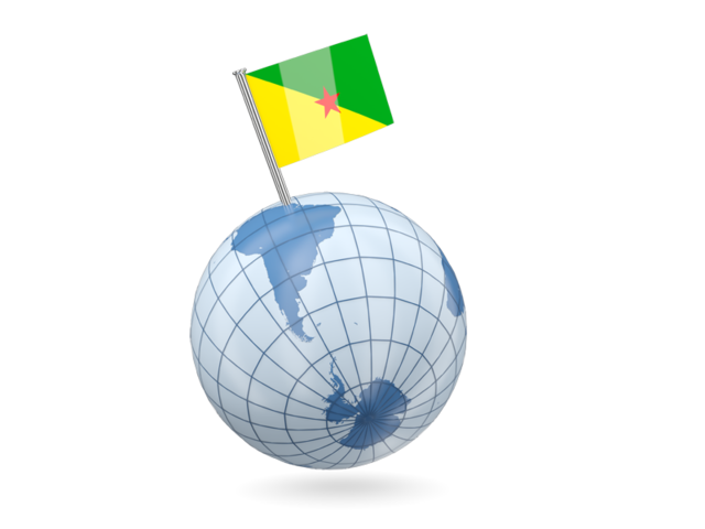 Earth with flag pin. Download flag icon of French Guiana at PNG format