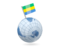 Gabon. Earth with flag pin. Download icon.