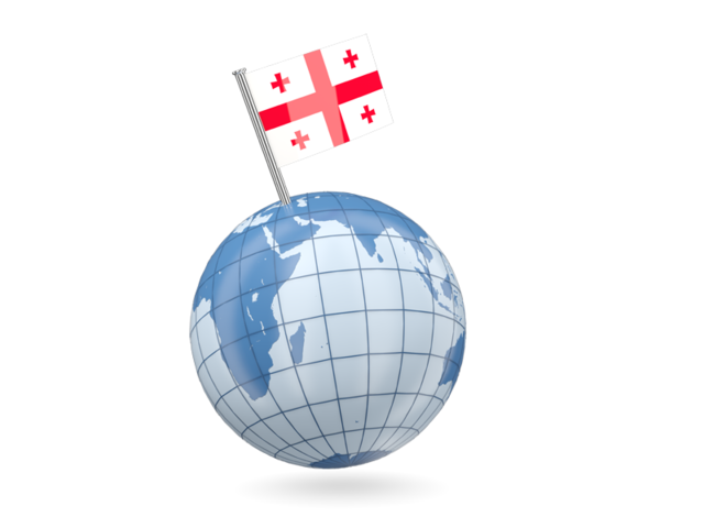 Earth with flag pin. Download flag icon of Georgia at PNG format