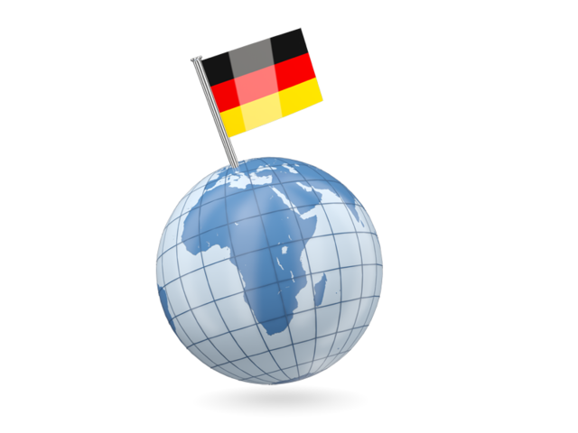 Earth with flag pin. Download flag icon of Germany at PNG format