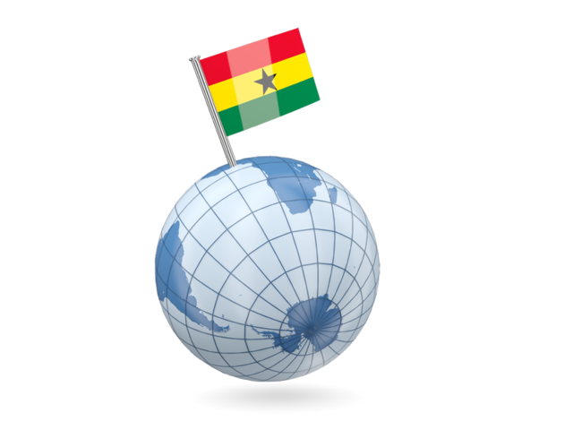 Earth with flag pin. Download flag icon of Ghana at PNG format