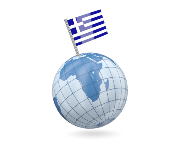 Earth with flag pin. Download flag icon of Greece at PNG format