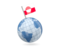 Greenland. Earth with flag pin. Download icon.