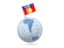 Guadeloupe. Earth with flag pin. Download icon.