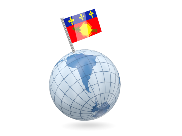 Earth with flag pin. Download flag icon of Guadeloupe at PNG format