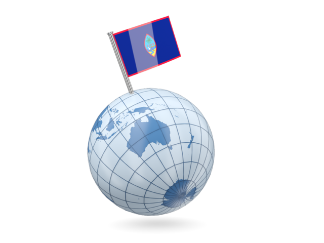 Earth with flag pin. Download flag icon of Guam at PNG format