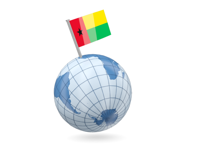 Earth with flag pin. Download flag icon of Guinea-Bissau at PNG format