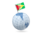 Guyana. Earth with flag pin. Download icon.