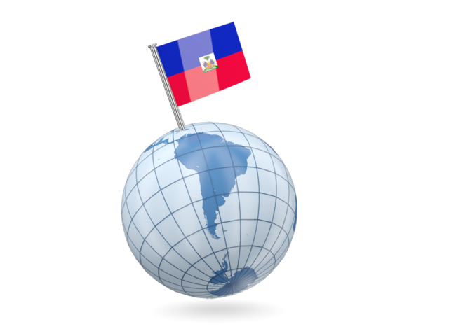 Earth with flag pin. Download flag icon of Haiti at PNG format