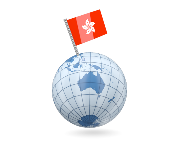 Earth with flag pin. Download flag icon of Hong Kong at PNG format