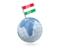 Hungary. Earth with flag pin. Download icon.