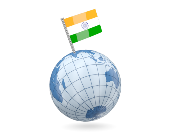 Earth with flag pin. Download flag icon of India at PNG format