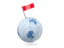 Earth with flag pin.