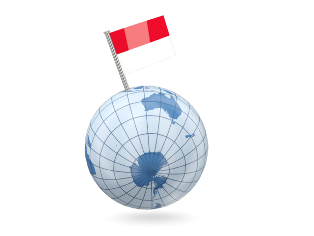 Земля с флагом. Скачать флаг. Индонезия
