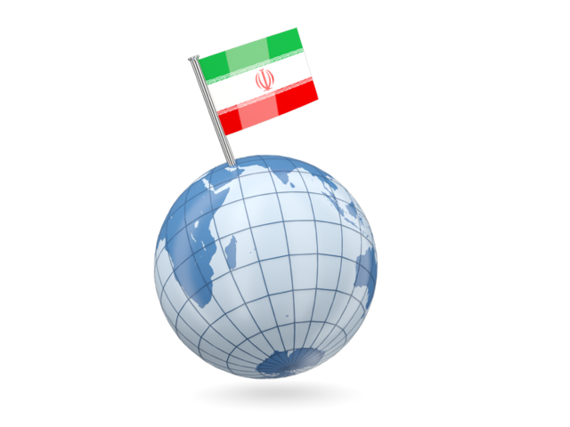 Earth with flag pin. Download flag icon of Iran at PNG format