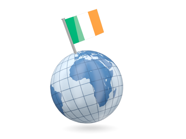 Earth with flag pin. Download flag icon of Ireland at PNG format