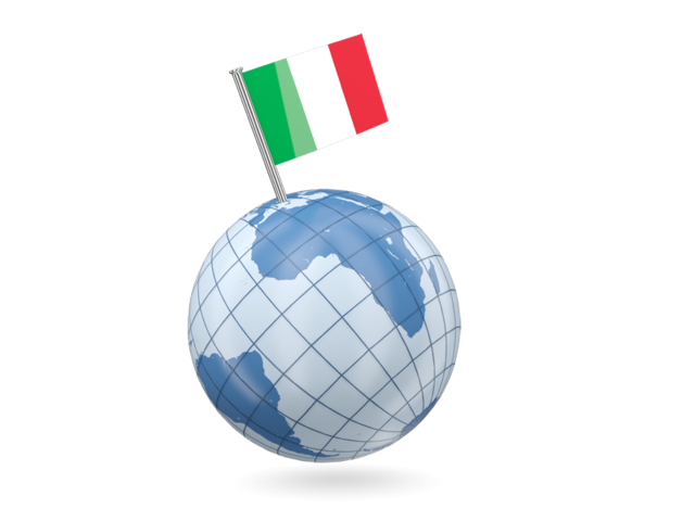 Earth with flag pin. Download flag icon of Italy at PNG format