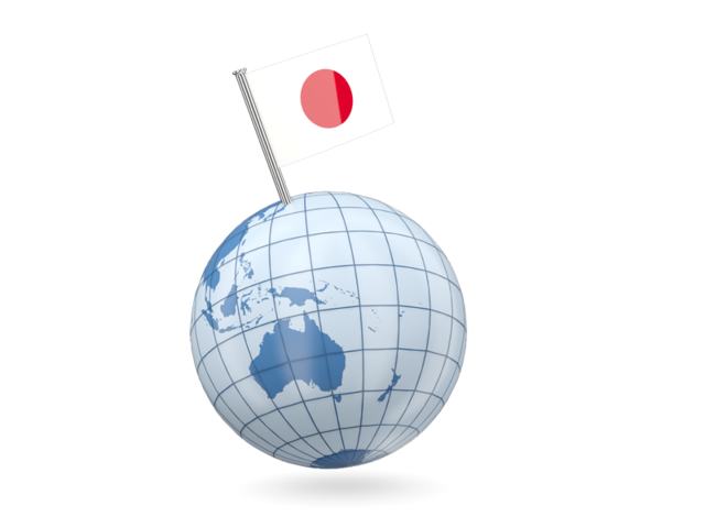 Earth with flag pin. Download flag icon of Japan at PNG format