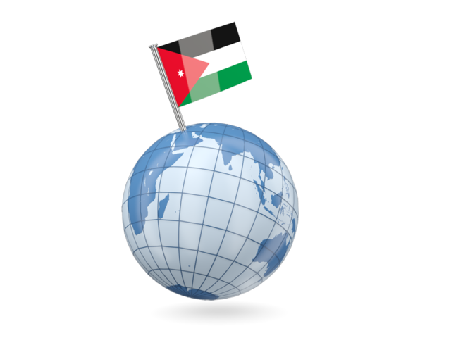 Earth with flag pin. Download flag icon of Jordan at PNG format