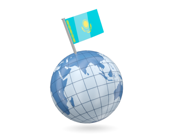 Earth with flag pin. Download flag icon of Kazakhstan at PNG format