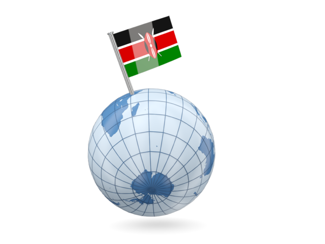 Earth with flag pin. Download flag icon of Kenya at PNG format