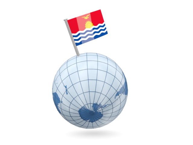 Земля с флагом. Скачать флаг. Кирибати