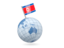North Korea. Earth with flag pin. Download icon.