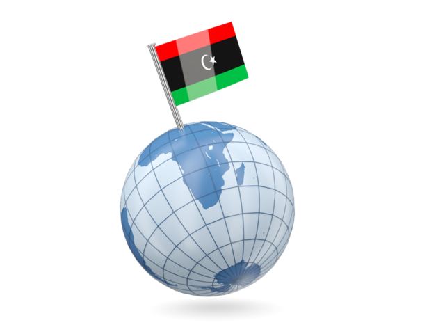 Earth with flag pin. Download flag icon of Libya at PNG format