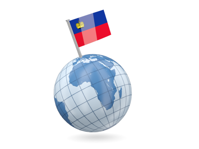 Earth with flag pin. Download flag icon of Liechtenstein at PNG format