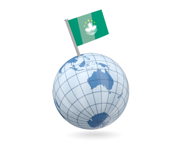 Earth with flag pin. Download flag icon of Macao at PNG format