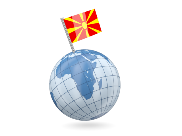 Earth with flag pin. Download flag icon of Macedonia at PNG format