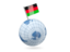 Malawi. Earth with flag pin. Download icon.