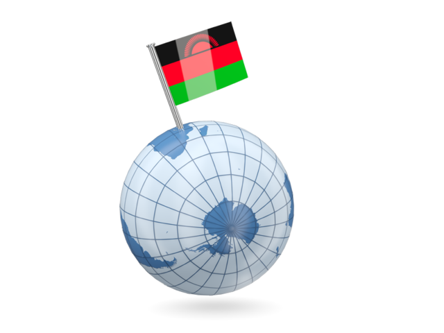 Earth with flag pin. Download flag icon of Malawi at PNG format