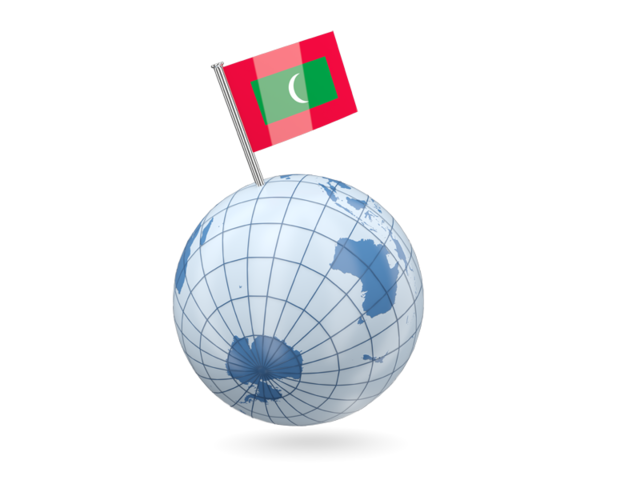 Earth with flag pin. Download flag icon of Maldives at PNG format